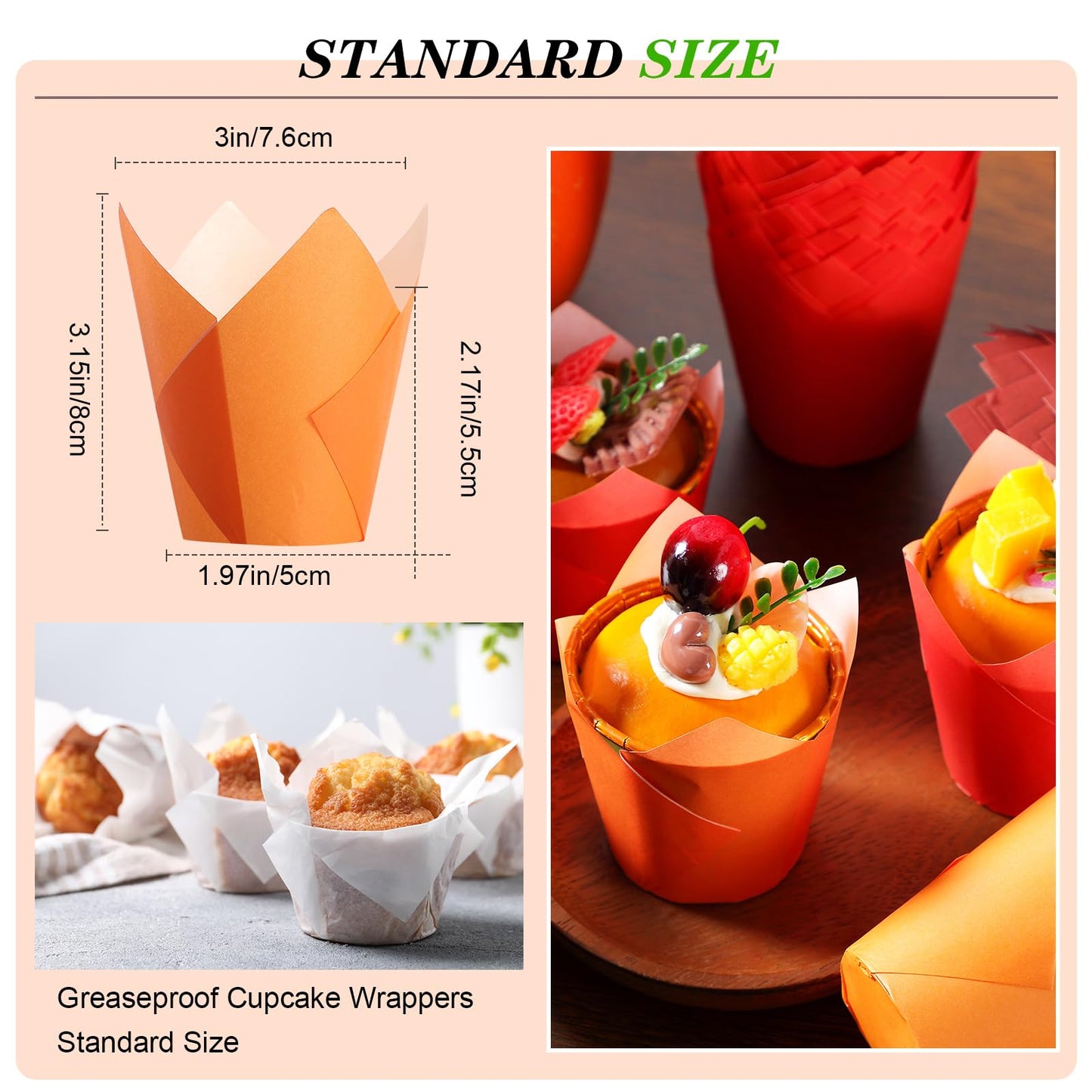 500 Pcs Fall Tulip Cupcake Liners Thanksgiving Muffin Baking Liners Holders Grease Proof Cake Liner Cupcake Wrappers for Autumn Thanksgiving Birthday Party
