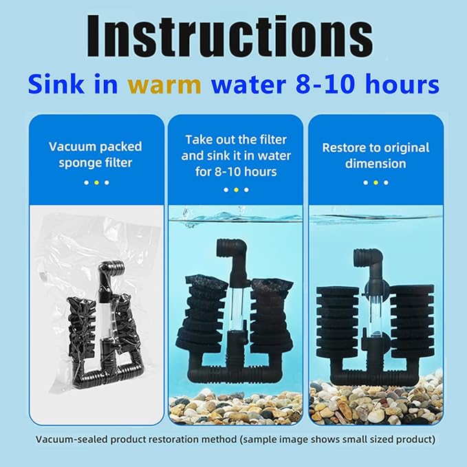 AQUANEAT 4 Pack Double Bio Sponge Filter, for Fry, Betta, Shrimp, Nano, Aquarium Fish Tank