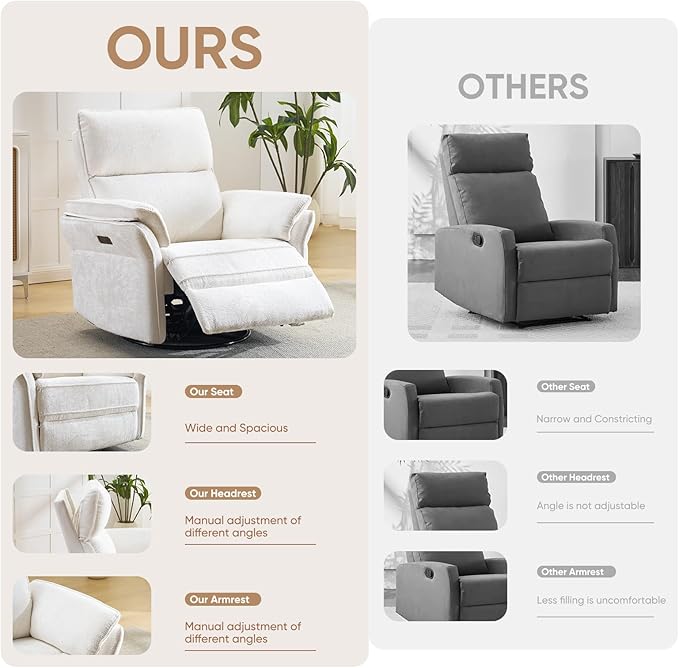 Power Swivel Rocker Recliner, Glider Recliner Nursery Chair
