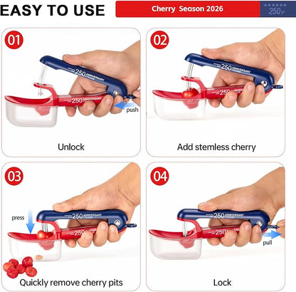 Cherry Pitter Cherries Pitter Tool For Cherry Season | 250th Independence Day Pattern,Stainless Steel Rod,Lock Design, Sorage Box,Dishwasher