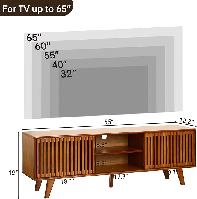 Bamboo TV Stand for TVs up to 65", Accent Entertainment Center