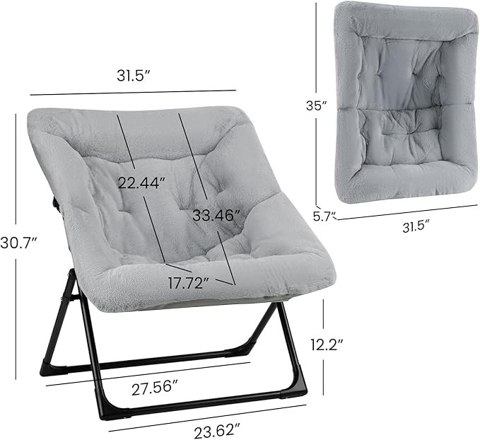 Comfy Saucer Chair for Adults, Soft Faux Fur Bedroom Chair, Accent Dorm Chairs