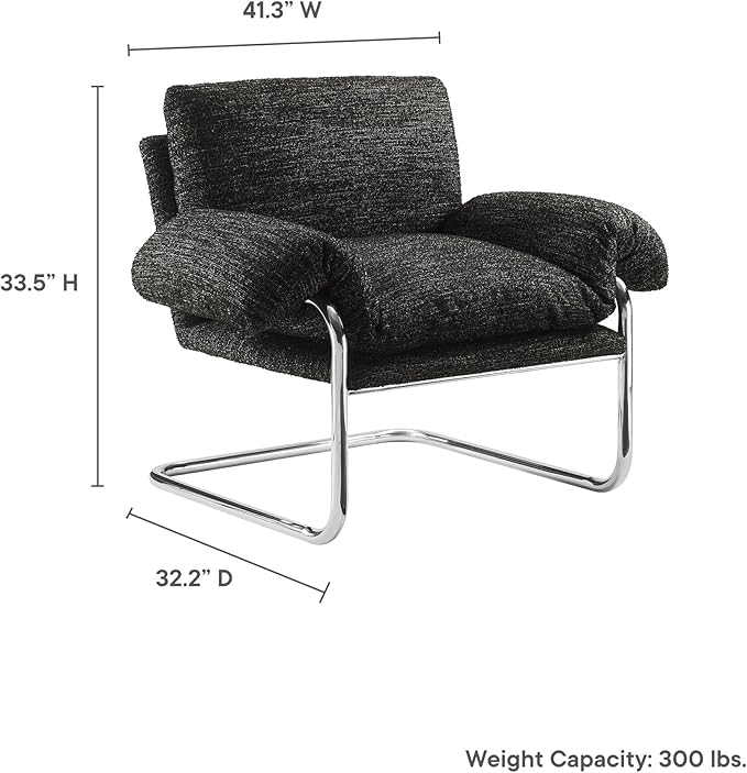 Modway Ansel Boucle Accent Chair in Charcoal