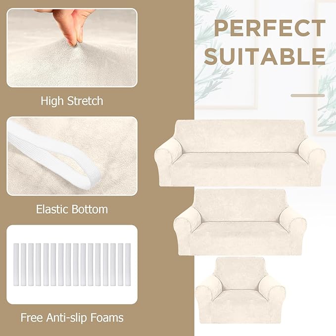 Peryiter 3 Pcs Couch and Loveseat Covers Set Sofa Cover