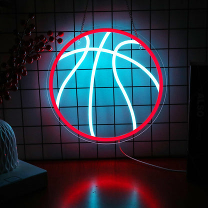 Neonawall 16'' Basketball Neon Sign for Home Decor, Large Led Sign Sports Neon Light, Bedroom Living Room Home Gym Wall Table Decor, Gift for Teen Boy Men Women