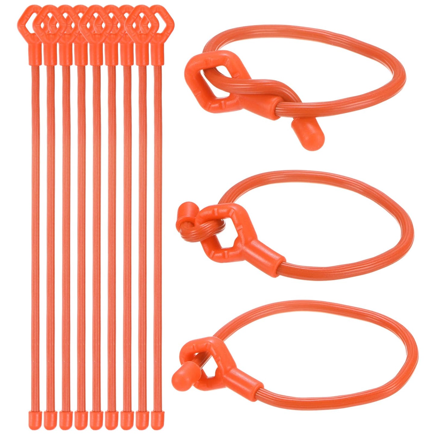 M METERXITY 12-Pack Adjustable Plant Ties, 10inch/25.4cm Silicone Flexible Multi-Function Sturdy Garden Twist Tie for Plant Support/Tree/Shrub/Vine, Reusable Support Twine [Orange]