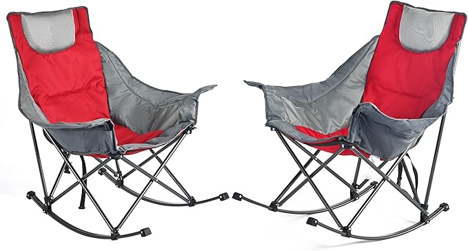 SUNNYFEEL Oversized Rocking Camping Chair 2 Pack, Fully Padded Patio Chair