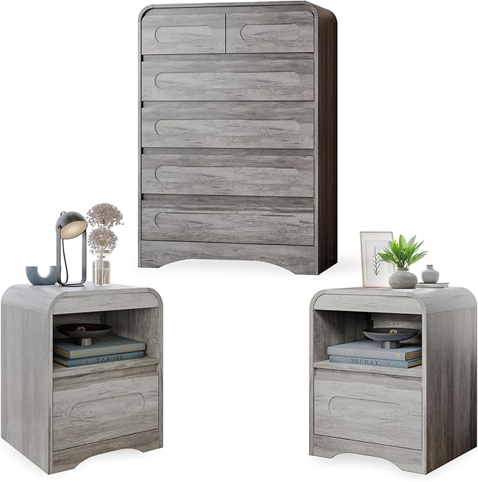 3 Piece Bedroom Set, Dresser and Nightstand Sets