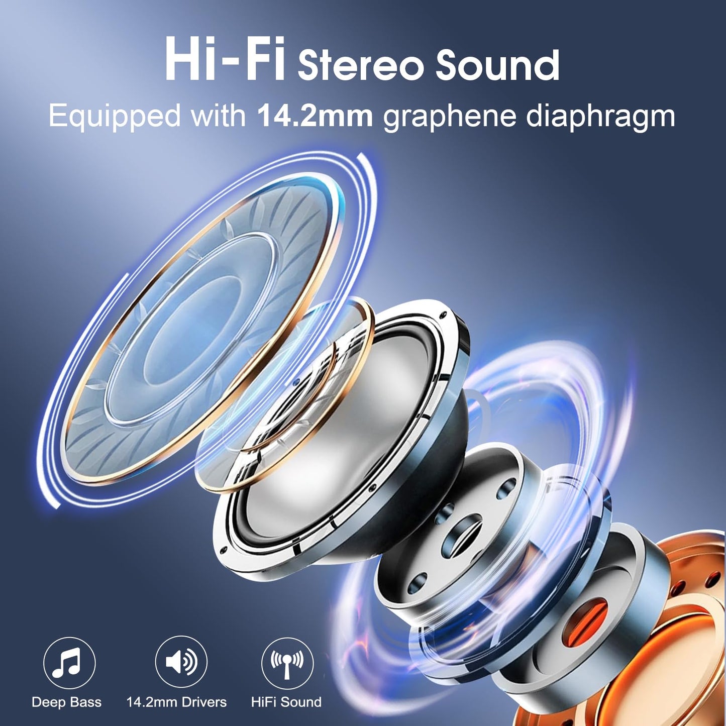 Wireless Earbuds 75hrs Bluetooth 5.4 Headphone Sport, 2026 Bluetooth Earbuds Stereo Deep Bass Over Ear Bud with Earhooks, ENC Noise Cancelling Mic, IPX7 Waterproof Earphone for Gym/Running/Workout