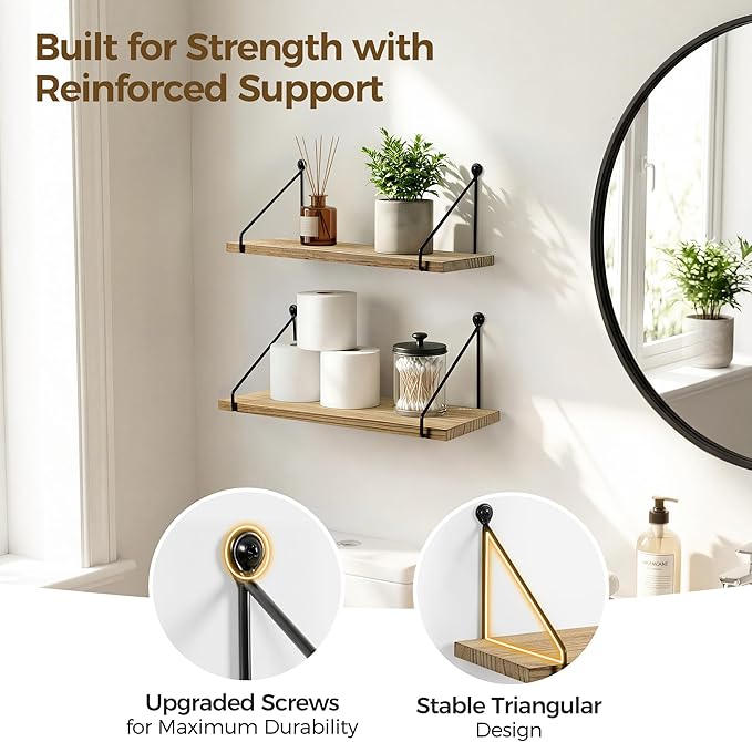 Afuly Floating Wall Shelves Rustic Wall Mounted Hanging Shelf Farmhouse Wall