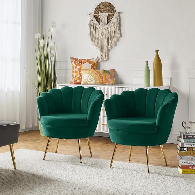 HULALA HOME Modern Velvet Accent Chairs Set of 2