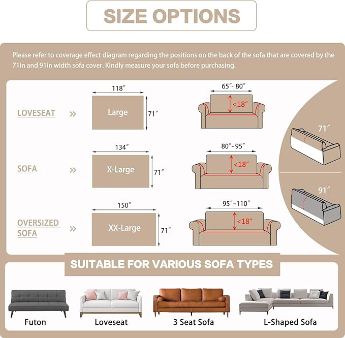 DREAMINGO Sofa Covers Washable Thick Chenille Couch Cover