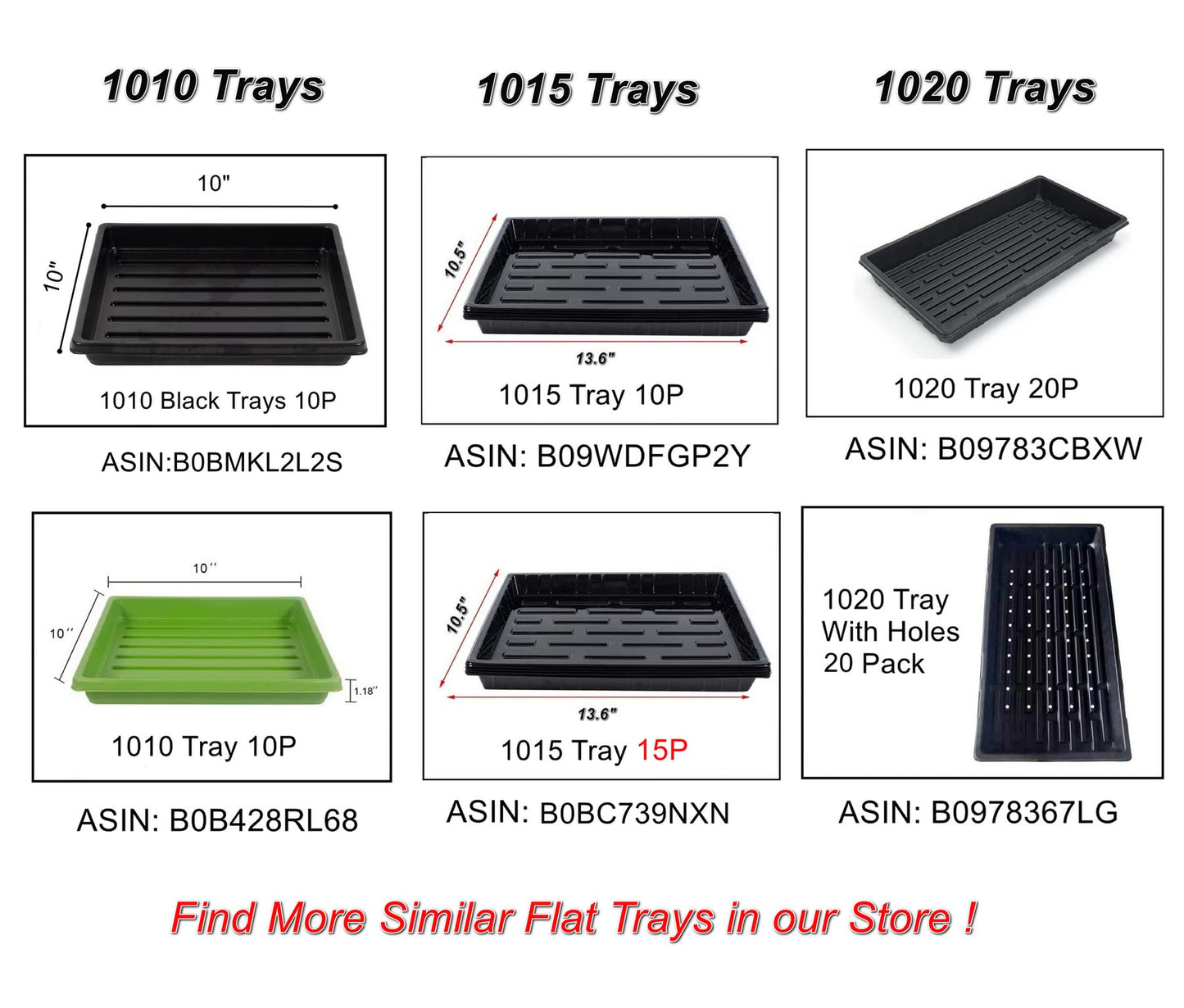 RooTrimmer 10 Pack 1020 Trays, Extra Thick Heavy Duty Seed Starting Trays - No Holes, No Leak, Reusable Propagation Flats for Microgreens, Seedlings, Plant Germination, Fodder and Transplant