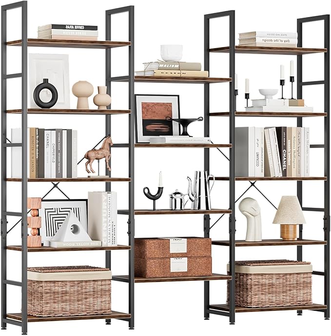 NUMENN Triple 5 Tier Bookshelf, Wide Book Shelf