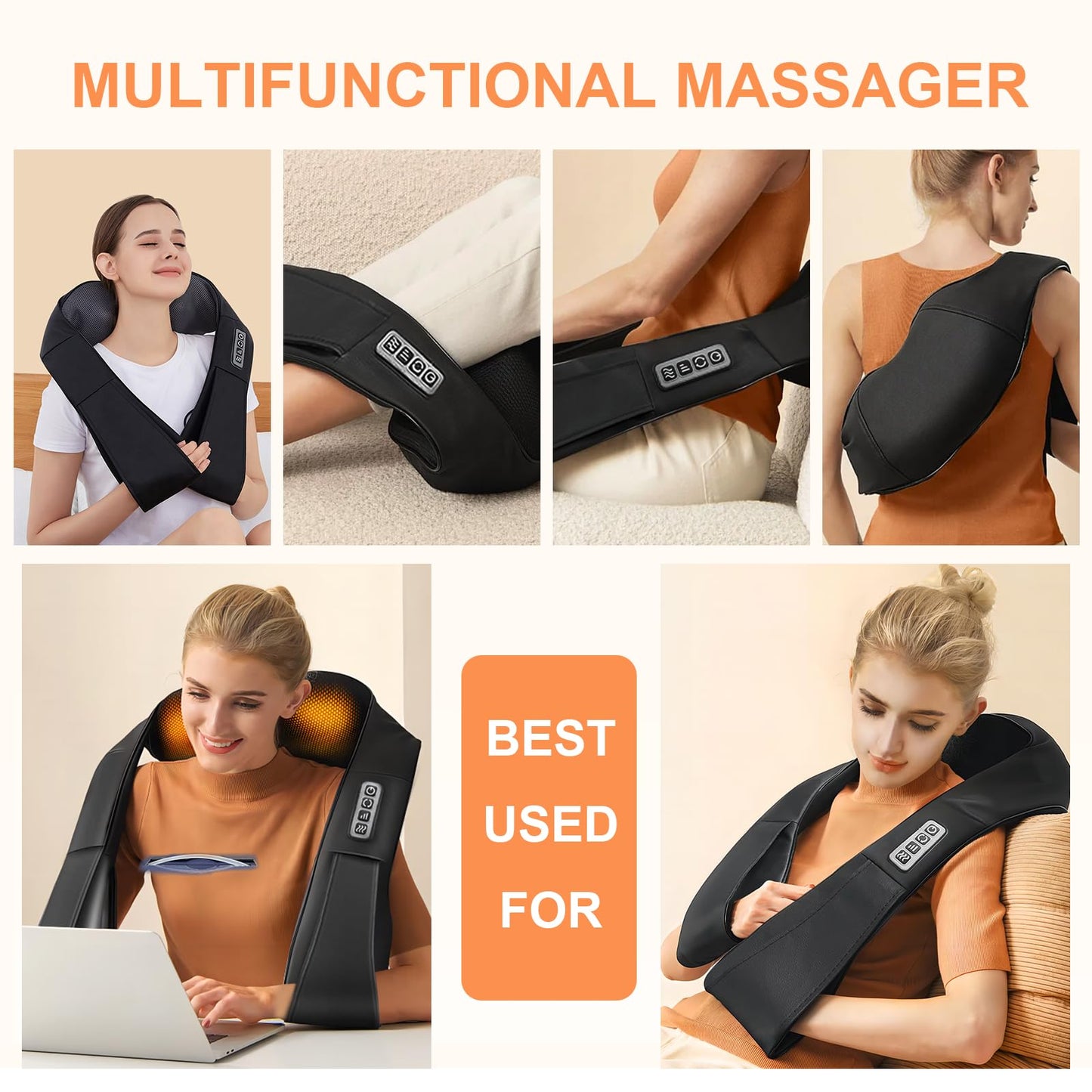 White Elephant Gifts for Adults,Neck Massager,Christmas Gifts for Women Men - Shiatsu Back and Neck Massager,Shoulder Massager Deep Tissue with Heat,Electric 4D Massage Pillow(NOT Cordless)