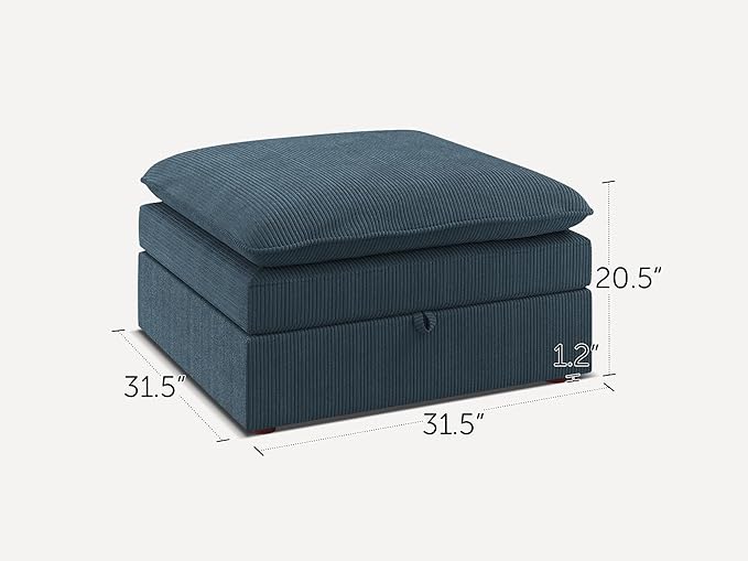 HONBAY Corduroy Ottoman, 31.5 Inch Square Ottoman Bench