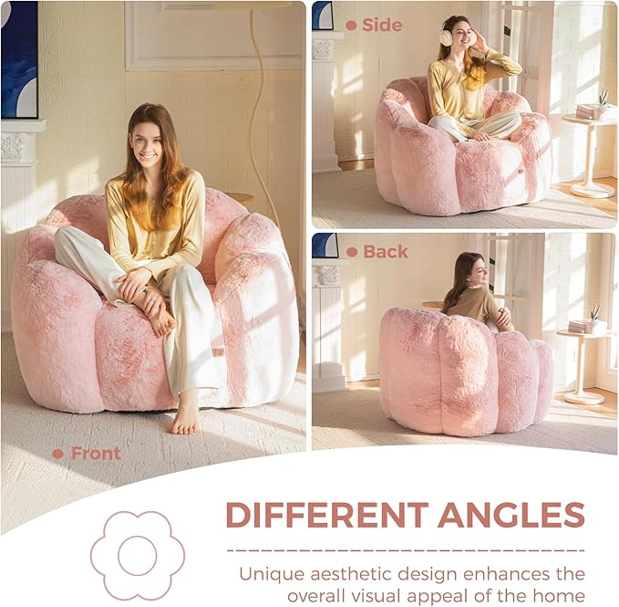 MAXYOYO Bean Bag Chair for Adults, Floral Shaped Bean Bag Sofa, Ultra Soft Faux