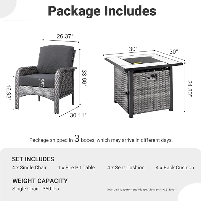 ovios 5-Piece Patio Furniture Set, Outdoor Wicker Sofa