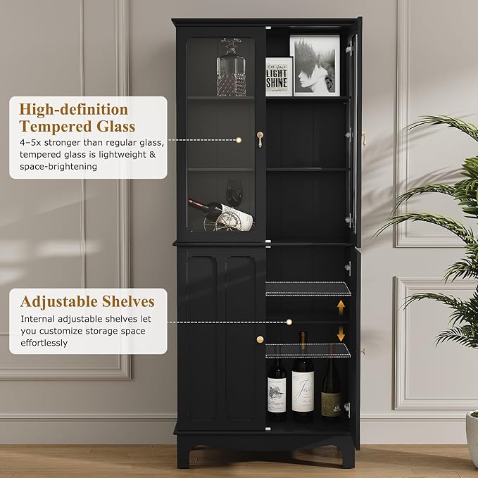 ARTPOWER 72" Freestanding Kitchen Pantry Storage Sideboard, Classical Tall