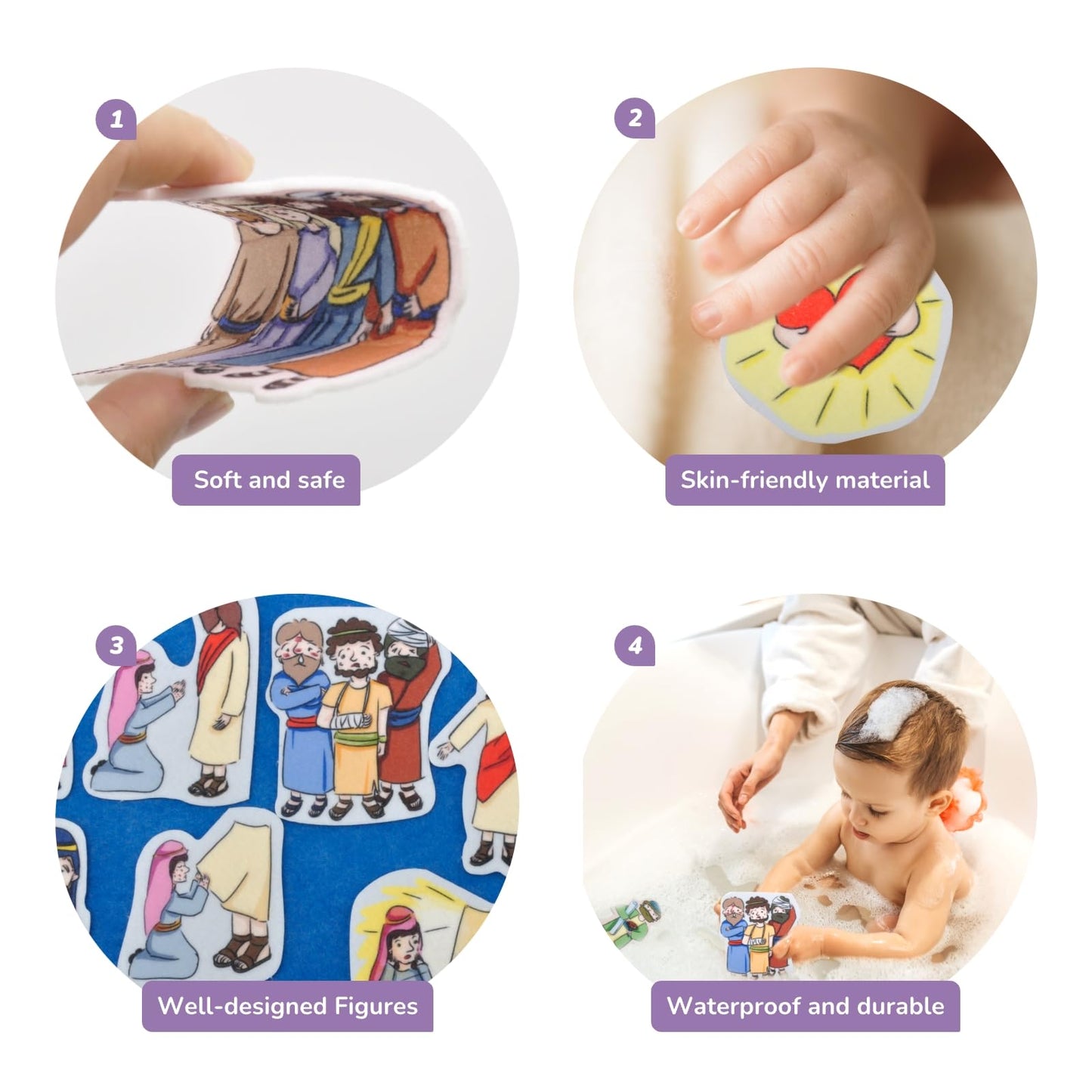 CHEFAN 4 Pack Felt Board Bible Stories Set, Flannel Board Stories,Precut Christian Flannel Graph Bible Toys for Kids, Include Prophet Jeremiah, Elisha and The Syrians, Nehemiah, Jesus Heals The Sick