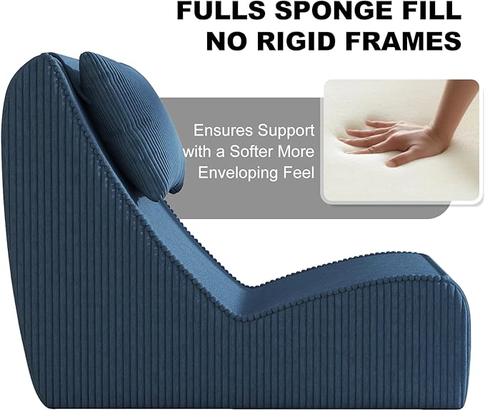 Giant Bean Bag Chair for Adults, Corduroy Chaise Lounge