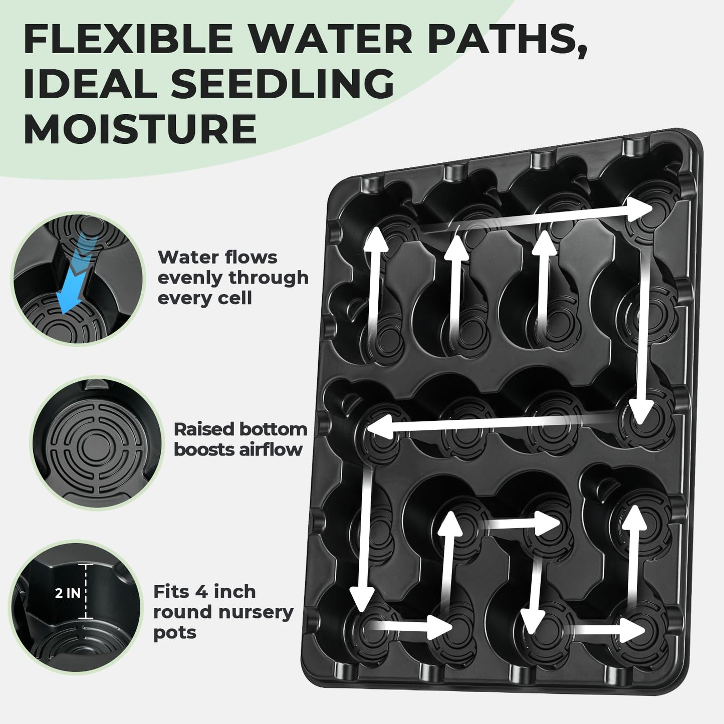 homenote 3 Inch Seed Starting Trays 10 Pack, 20-Cell Seedling Starter Trays for Indoor Outdoor Growing, Plant Starter Germination Trays for Pots Seedlings 3" Opening Compatible Pots