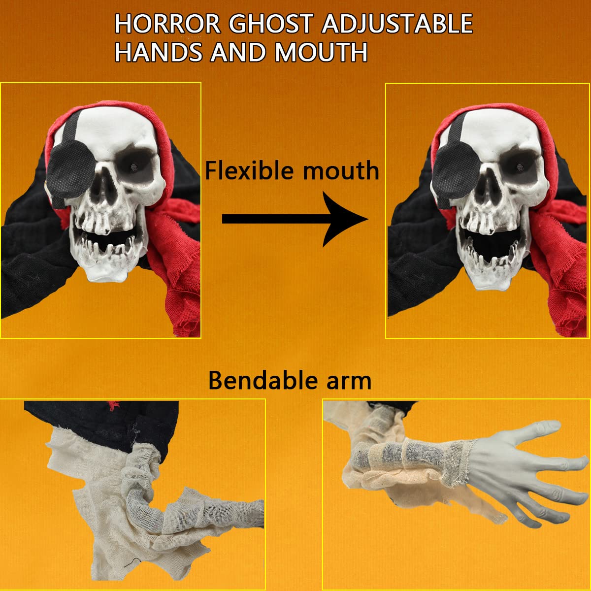 Halloween Groundbreaker Decoration, Scary Skeleton Decorations with LED Light and Sound Effect for Halloween Outdoor, Lawn, Yard, Patio, Haunted House Decorations