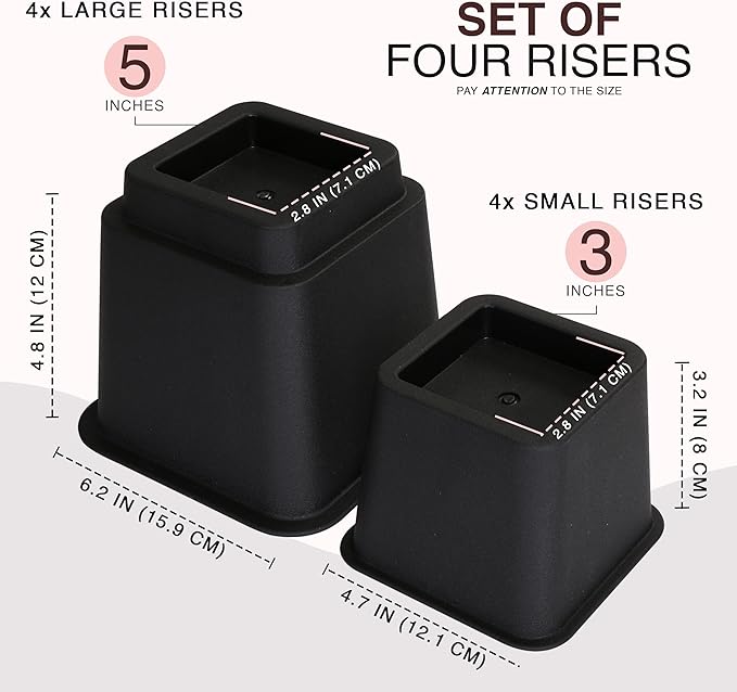 Utopia Bedding Bed Riser, 3 & 5 Inches Adjustable Furniture Risers