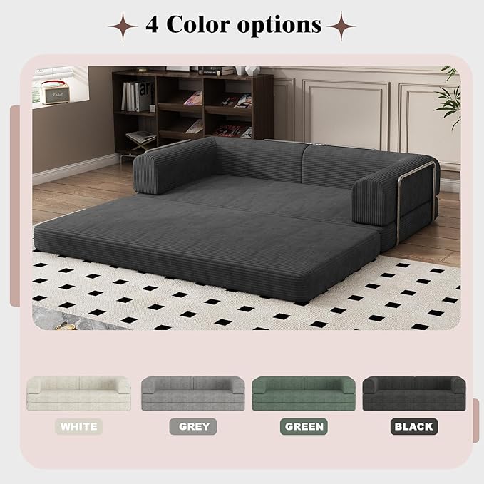 Garvee 78" Convertible Sleeper Sofa Bed, Plush Corduroy Futon Loveseat