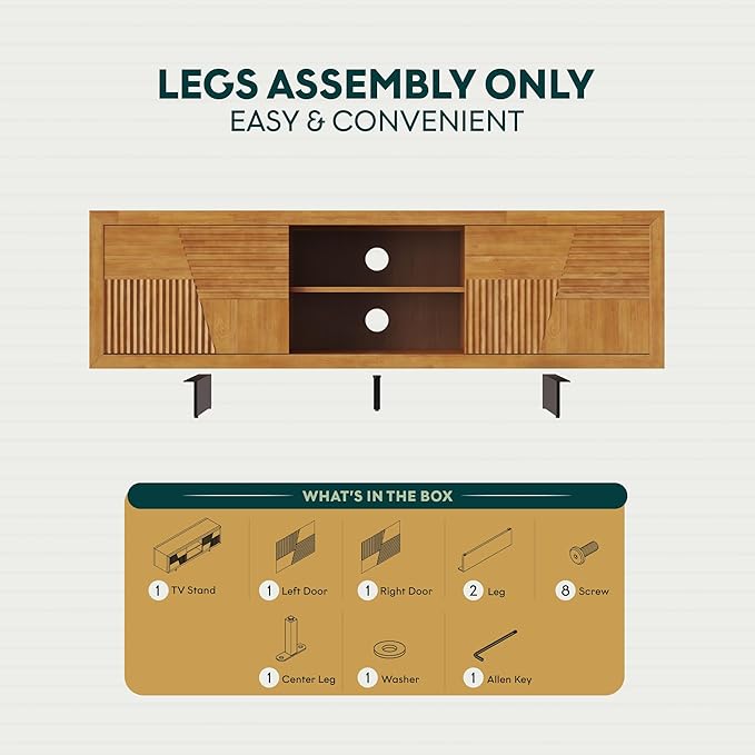 Bme Trapeze TV Stand for Living Room – Wooden Media Console