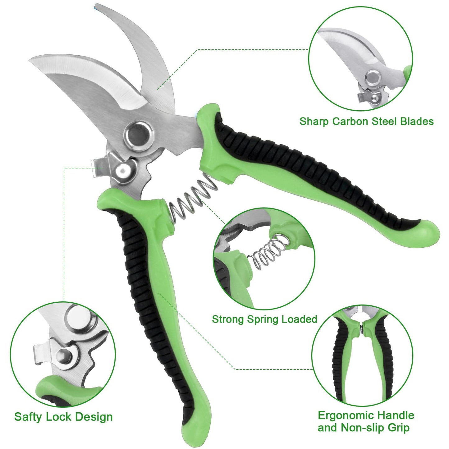 Garden Tools Set, 8 Piece Gardening Tools Set with Non Slip Ergonomic Handle, Heavy Duty Garden Tool Set with Storage Bag, Gardening Kit for Women, Garden Hand Tools Gift, Green