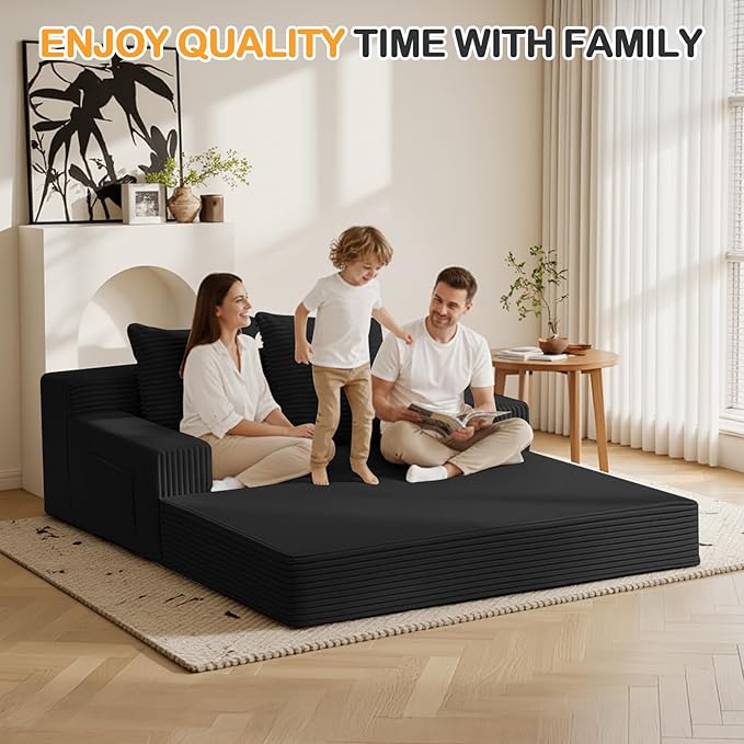 Erament Loveseat Boneless Convertible Sofa Bed, Folding Floor Futon Sleeper