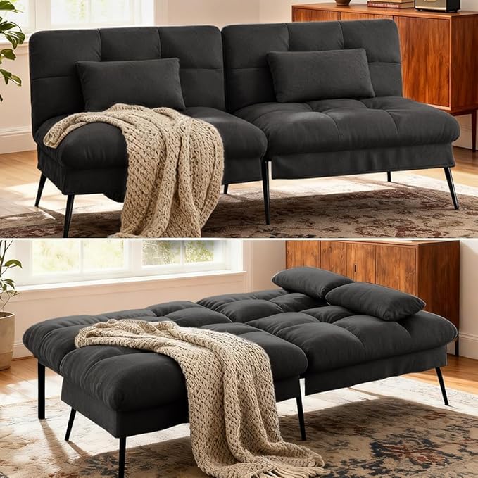 COMHOMA Convertible Futon Sofa Bed, 72″Fabric Futons Couch