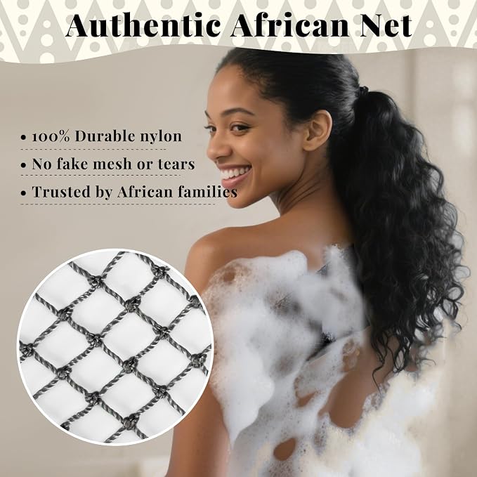 African Net Sponge Authentic-4 Packs African Exfoliating Net Sponge,Bath Sponges for Shower,42 inch Long for Normal to Sensitive Skin, Body Exfoliator Shower(Linen,Olive Green,Brown,Black)