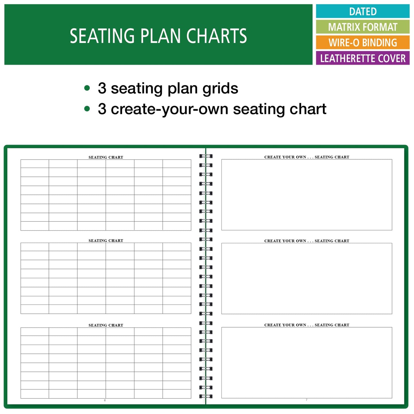 Elan Publishing Company Dated Teacher Lesson Plan 7 Period: Days Horizontally Across The Top Dated for 2026-2027 Academic Year (Green)