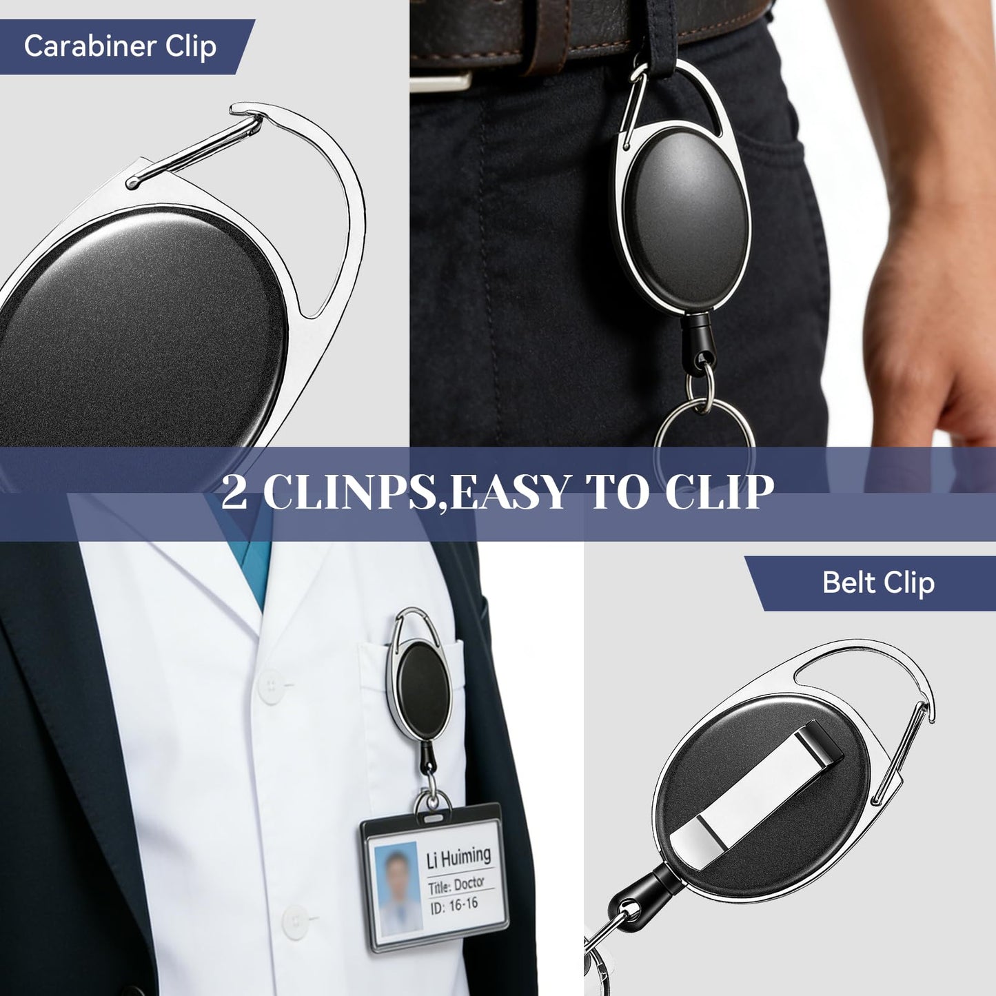 24 Pack Retractable Badge Holders,Retractable Badge Reels with Carabiner Reel Clip and Key Ring for Office Work,Hospitals and Outdoor