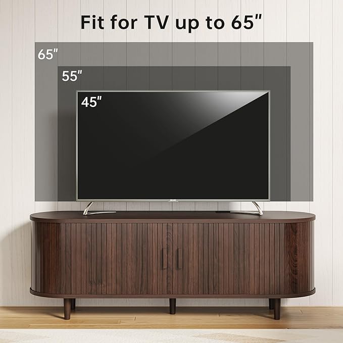 58" Mid Century Modern TV Stand, Wood TV Consoles