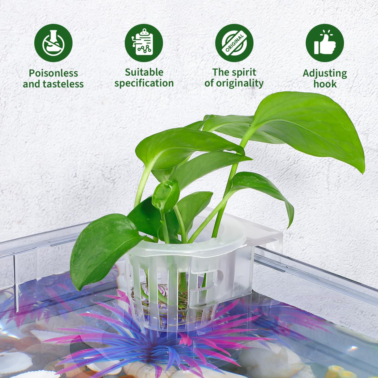 TOYANDONA 4pcs Aquarium Hanging Plant Holder Aquatic Planter Cups for Fish Tank Decoration Water Design for Aquatic Plant Cultivation
