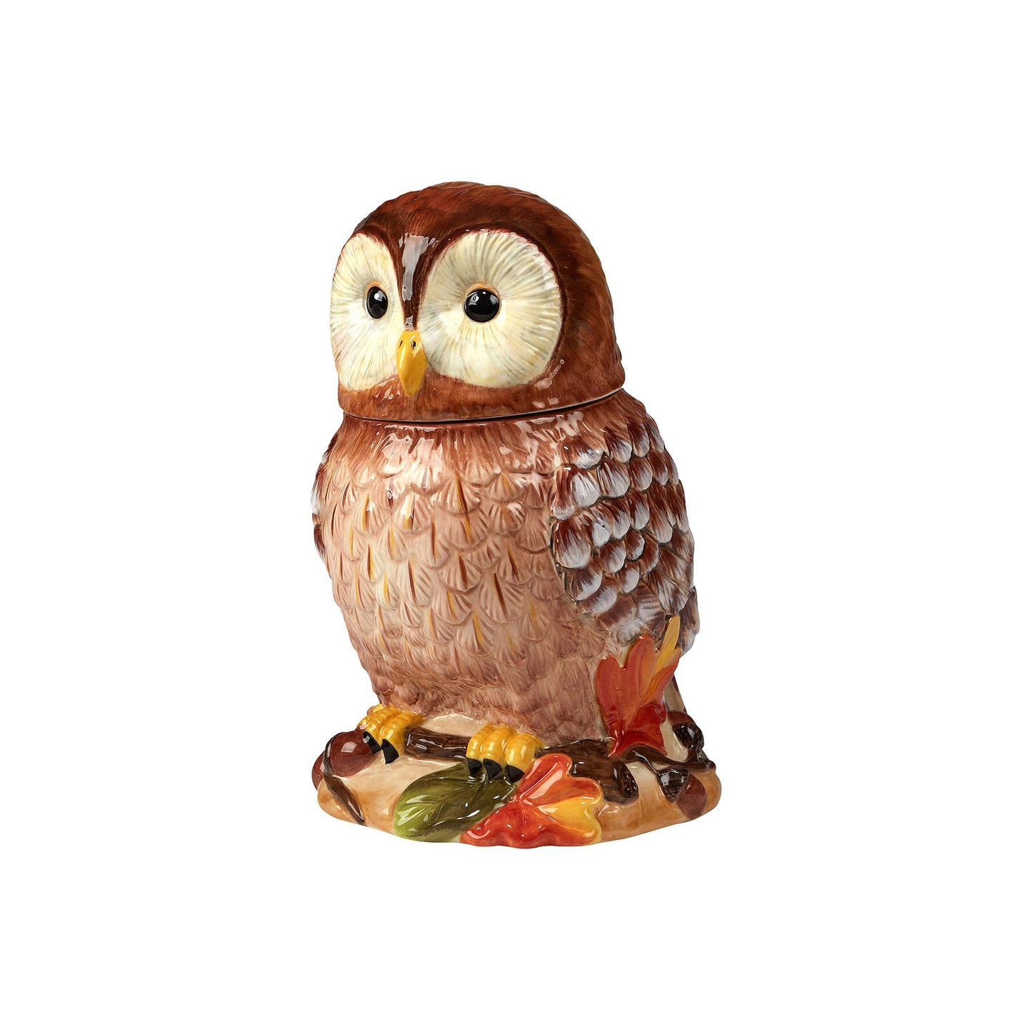 Pine Forest 3-D Owl Cookie Jar with Lid – 60 oz. Ceramic Autumn Storage Canister – Woodland Cabin Kitchen Decor – Great for Fall Cookies, Treats, Snacks & Rustic Holiday Gifting – 7.75"x6.5"x9.875"