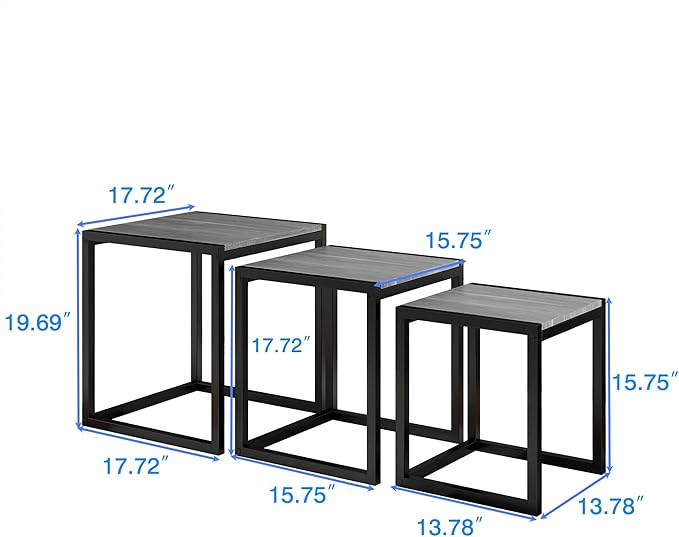 Nesting Table Set of 3 Side Tables, Modern Coffee Table Stacking End Table