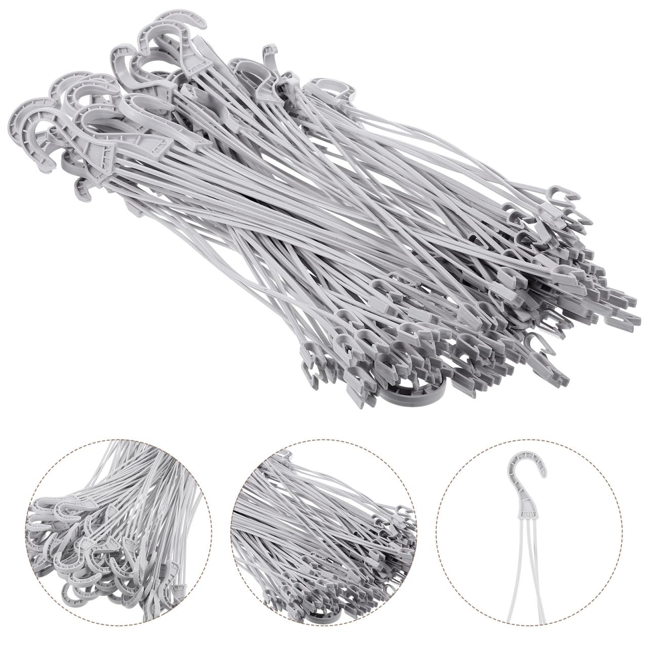 50Pcs Practical Plastic Plant Hanger Hook Hanging Basket Flower Pot Replacement Chain Hanger for Bird Feeder Planters Lanterns White Flower Pot Hanging Chain
