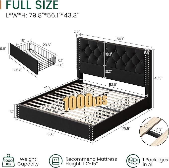 LARMACE Full Size Bed Frame