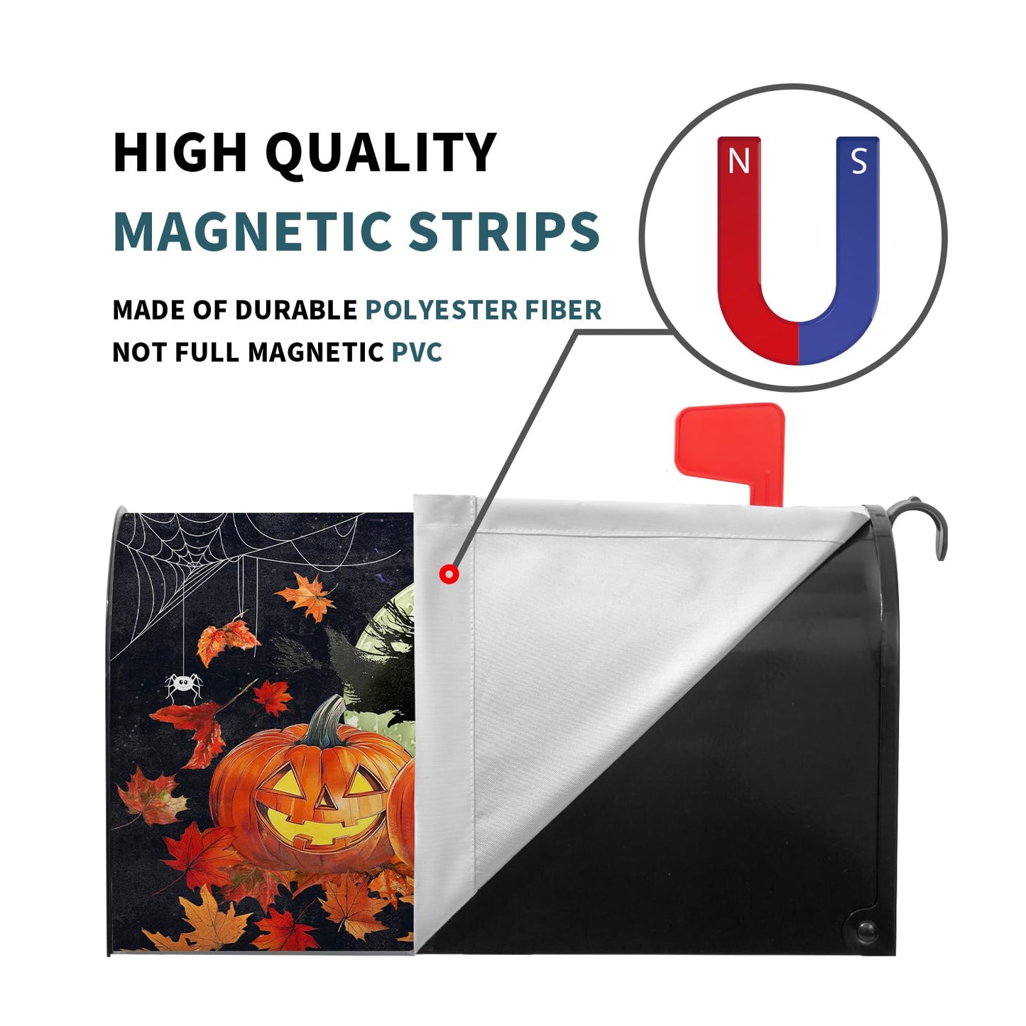 Halloween Pumpkin and Witch Spider Web Scary Mailbox Cover Autumn Decorations Mailbox Covers 21 X 18 Inch Magnetic Standard Size Halloween Spooky Wrap Post Letter Box Home Outdoor Yard Garden Decor