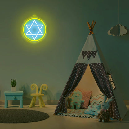 Attivolife Jewish Star Neon Sign, Star of David Hanukkah Decoration for Wall, Chanukah LED Lamp USB Power, Family Guardian Birthday Gifts for Women, Housewarming Gifts
