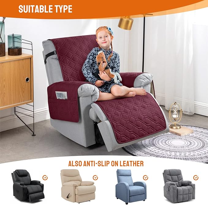 VANSOFY 100% Waterproof Recliner Chair Covers, Recliner Cover Non-Slip Dog