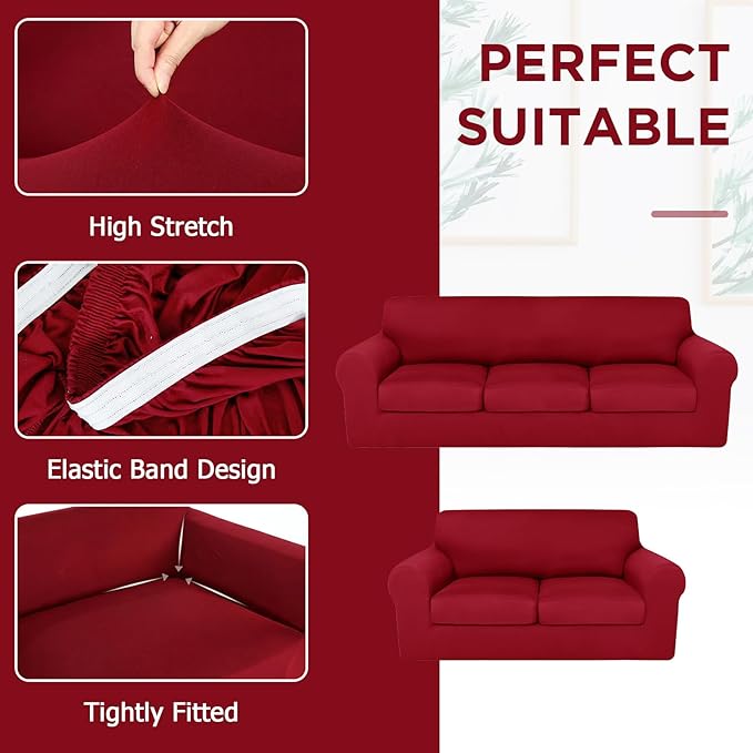 HunnmingRe Sofa Covers for 3 Cushion Couch Stretch Sofa and Loveseat Covers Set