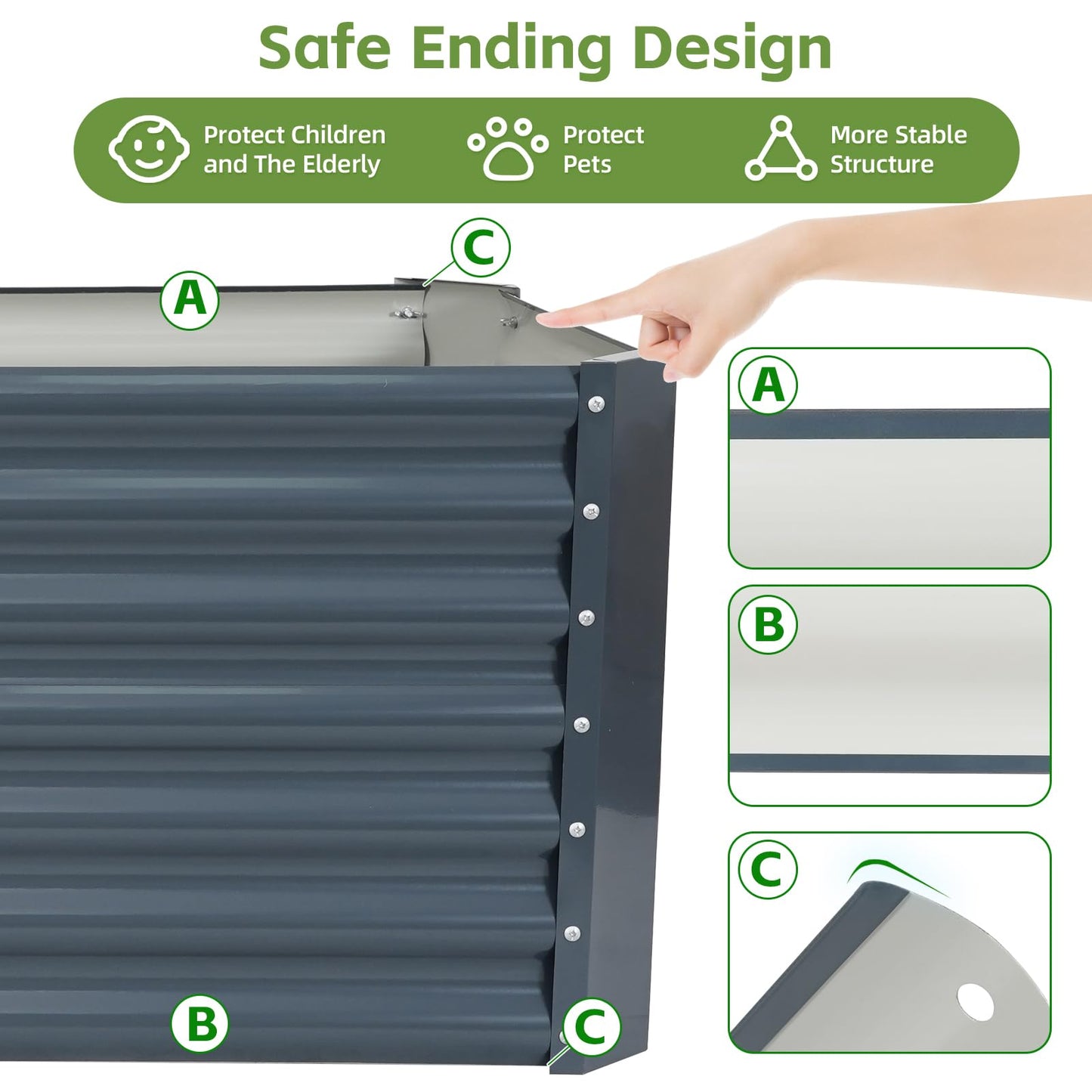 GoCampDirect 4x2x1.86ft Raised Garden Bed - Galvanized Deep Root Planter Boxes Outdoor with Wing Nuts and Safety Edges for Gardening Vegetables, Flowers, Herbs, Succulents - Gray
