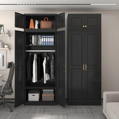 SteeLoong 15" Wall Storage Cabinet,Black Bathroom Wall Mounted Cabinet,Metal Armoire Wardrobe Closet Storage Cabinets for Basement,Livingroom Home Office