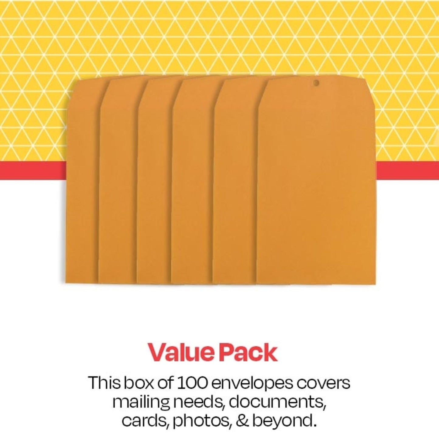 School Smart - 85038 Kraft Envelope with Clasp, 6 x 9 Inches, Pack of 100