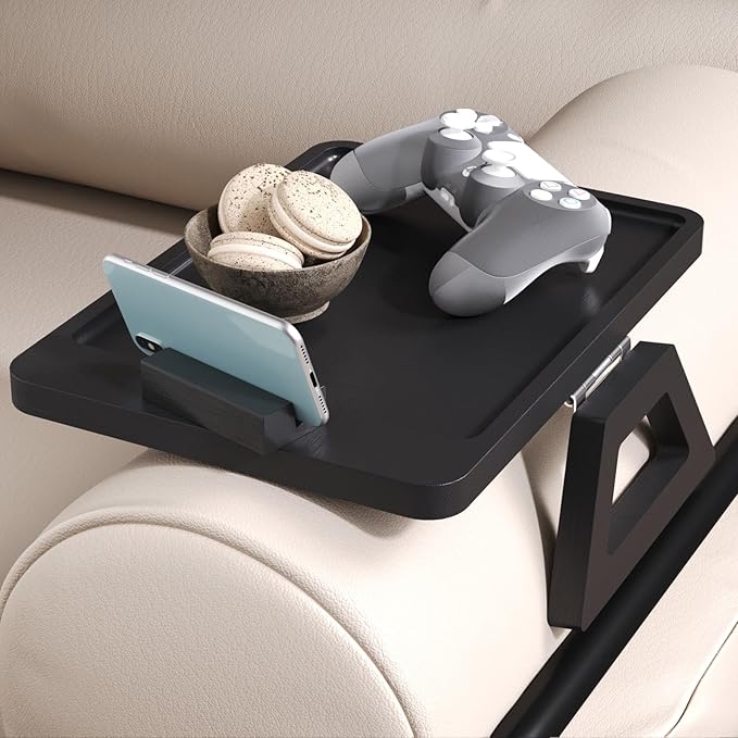 Couch Arm Tray with 360°Phone, Bamboo Folding Sofa Tray, Sofa Armrest Trays